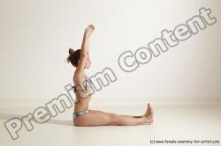 Underwear Gymnastic poses Woman White Moving poses Slim long brown Dynamic poses Academic